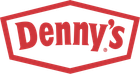 The red Denny's logo featuring the brand name in a white-filled red hexagon outline.