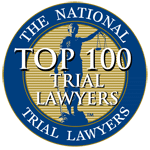 A logo for the national top 100 trial lawyers.