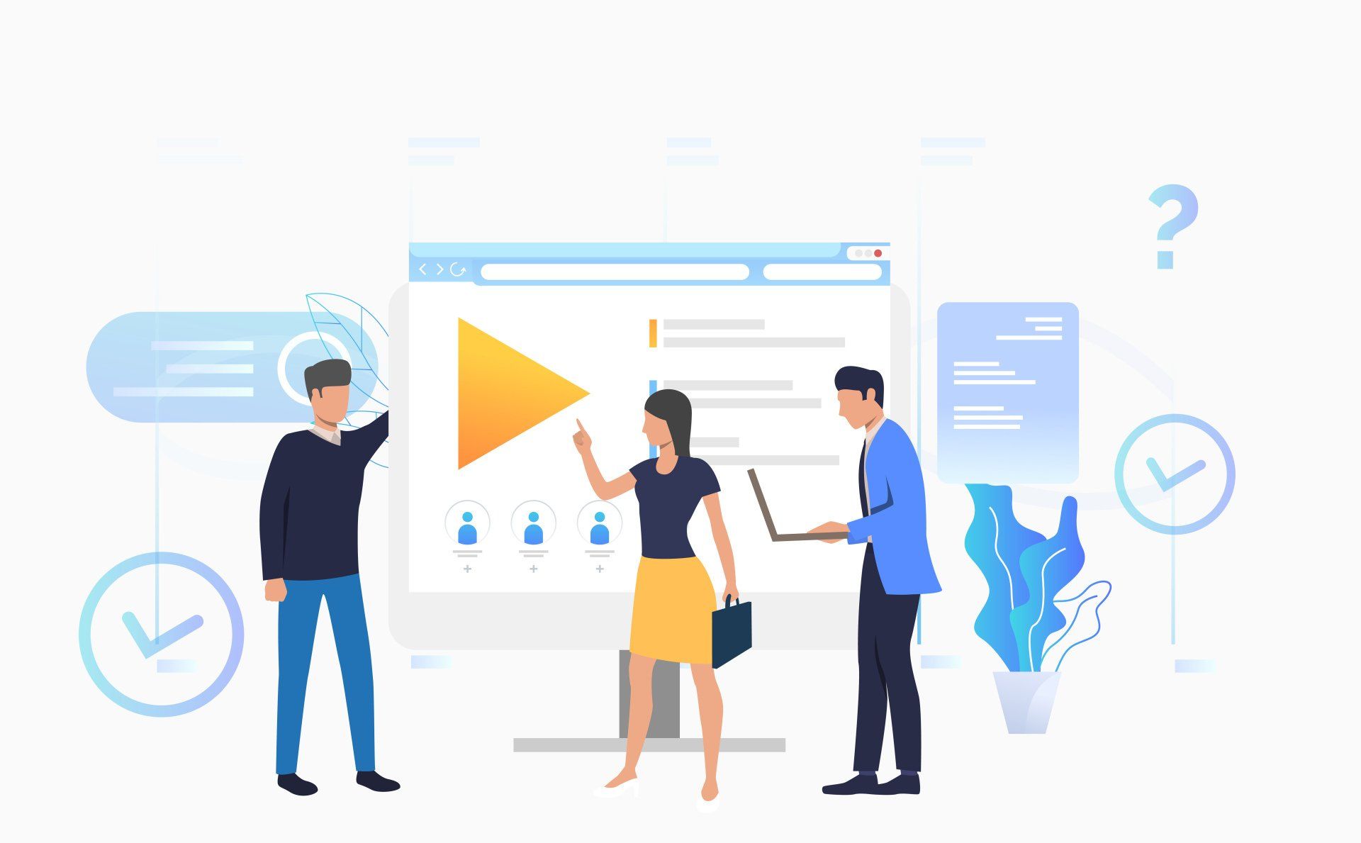 business people with explainer video