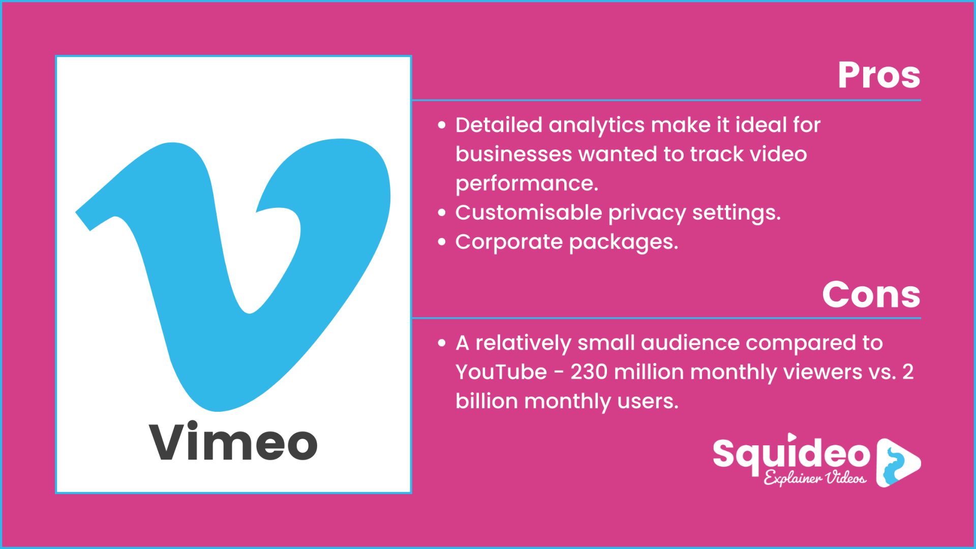Vimeo Video Pros and Cons