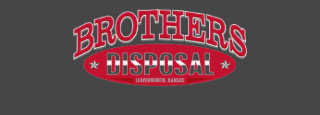 Logo for Brothers Disposal in Leavenworth, Kansas, featuring bold red and white text on a red oval background.