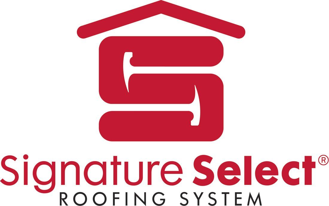 Signature Select Roofing Services logo with red roof icon and text on white background