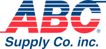 ABC Supply Co., inc. logo in red and blue text with stylized striped letters.