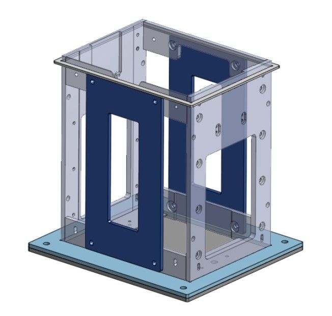 un modèle 3D d'une structure métallique avec des trous