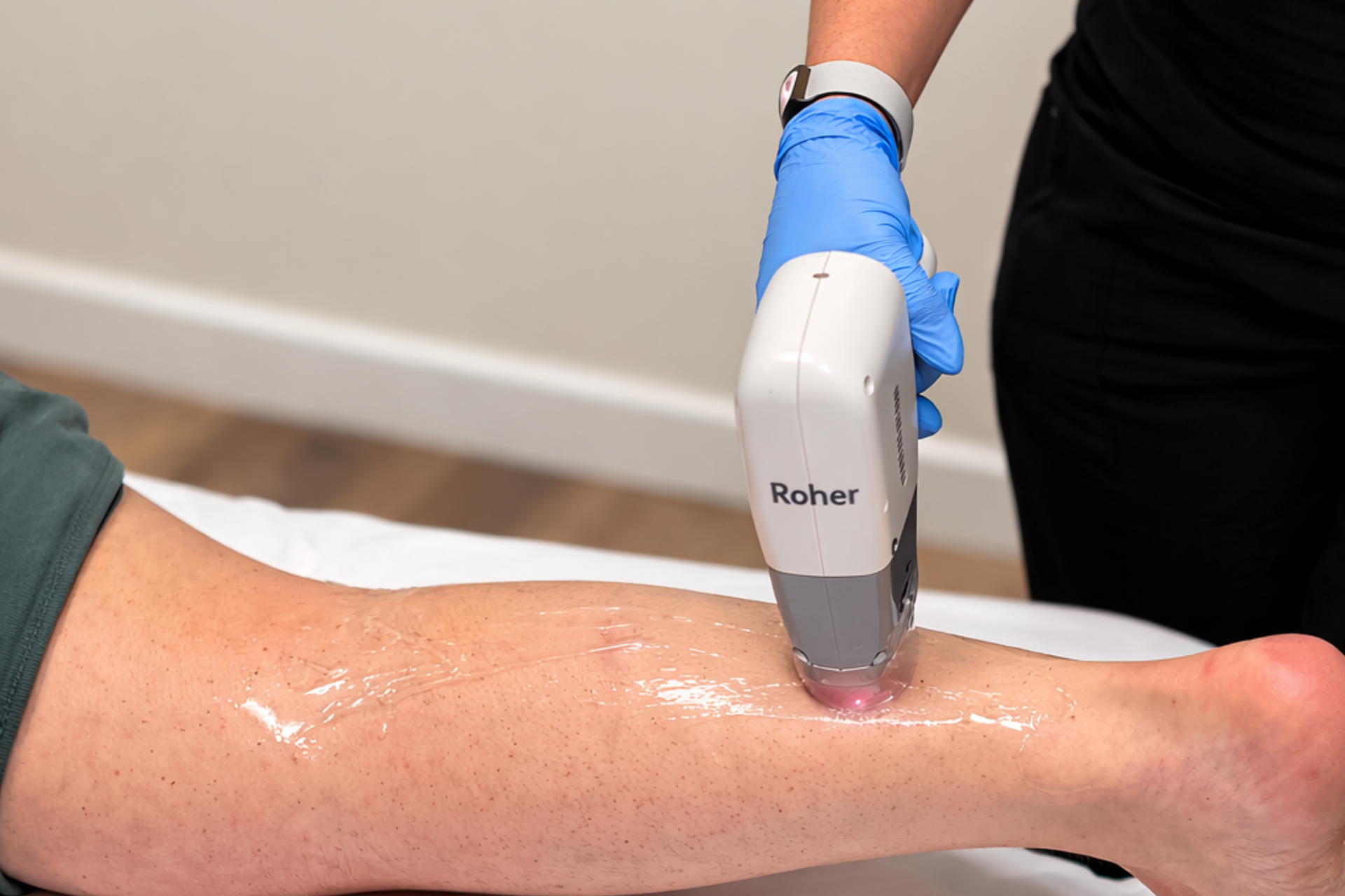 Laser hair removal treatment on lower leg at ReJuvU Beauty Haven in West Point Utah