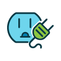 Hand holding a light blue wrench, with blue glove and green cuff.