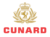 The logo for cunard is a lion with a crown and wheat.