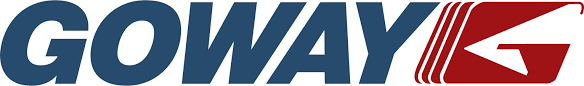 A blue and red logo for goway g on a white background