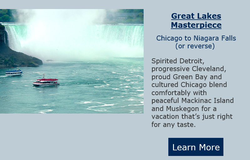 great lakes masterpiece brochure An advertisement for great lakes masterpiece with a waterfall in the background