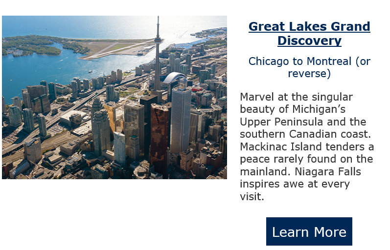 Grand lakes discovery brochure An advertisement for great lakes grand discovery shows an aerial view of a city