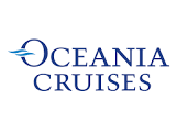 The logo for oceania cruises is a blue and white logo.