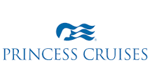 The logo for princess cruises is blue and white.