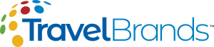 The travel brands logo is blue and colorful