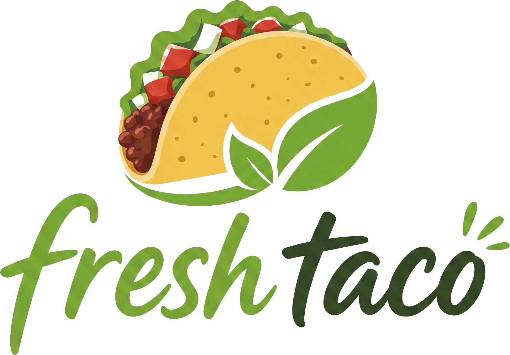 Fresh Taco logo with green and yellow taco icon and stylized green text