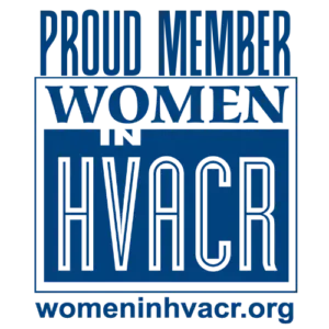 A logo that says proud member women in hvacr