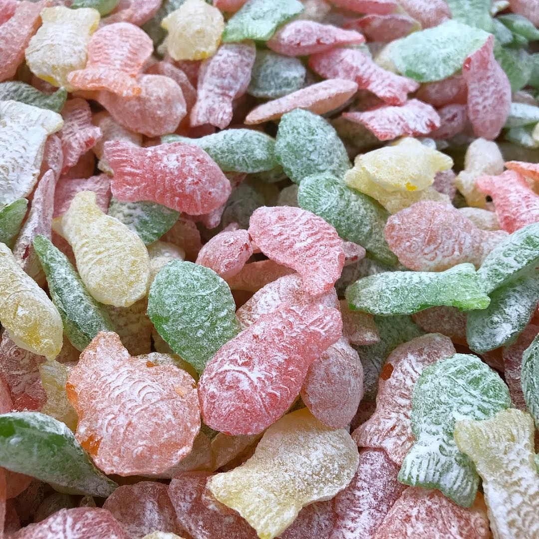 A close up of a pile of colorful candy.