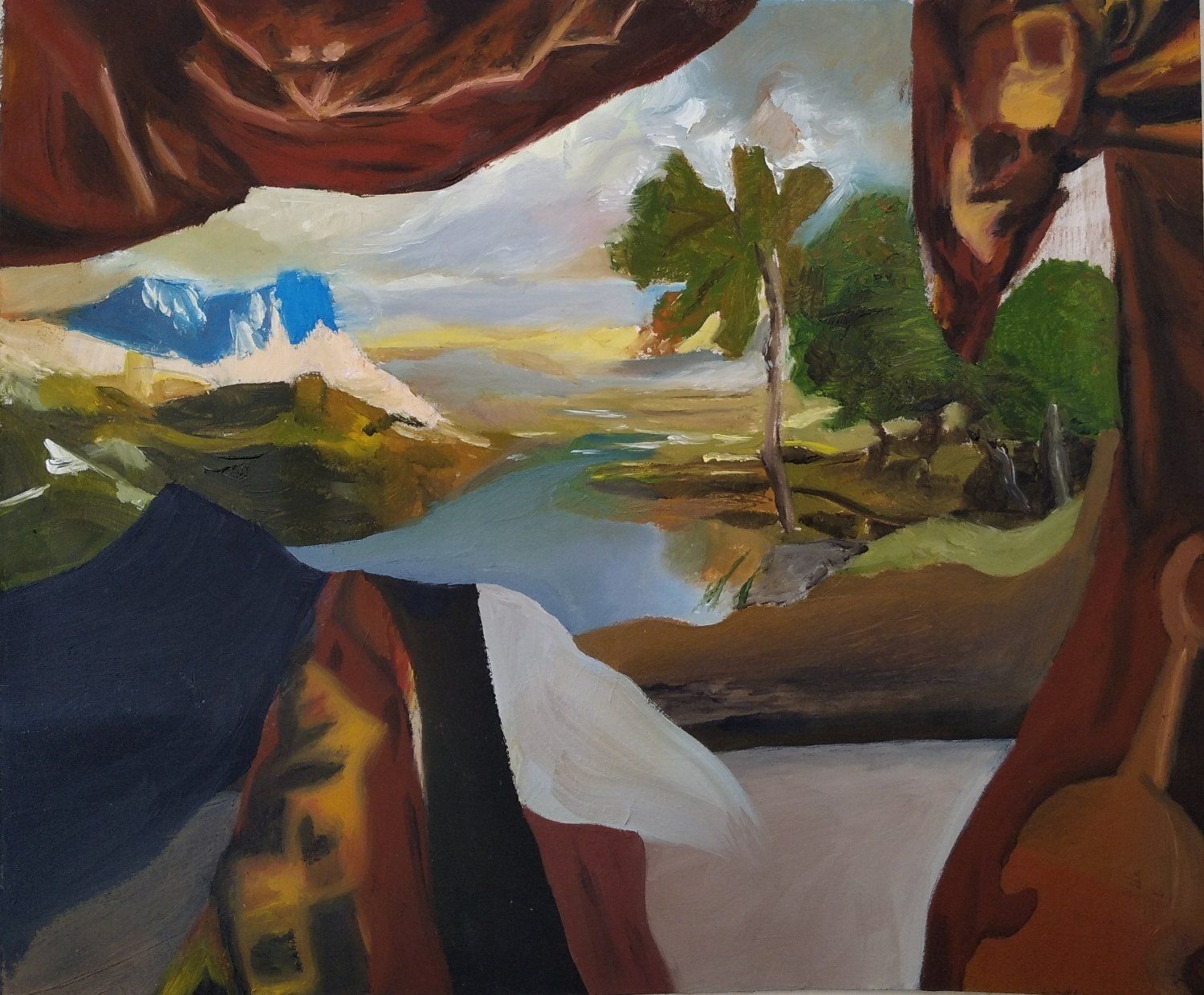 Homage to Titian, oil on paper painting