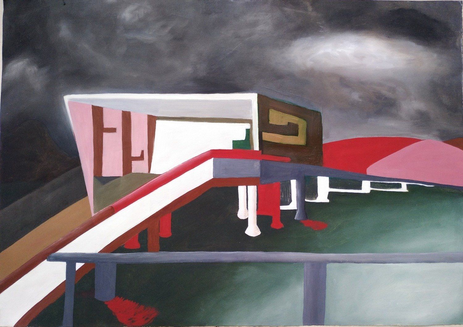 The Observatory, oil on paper painting