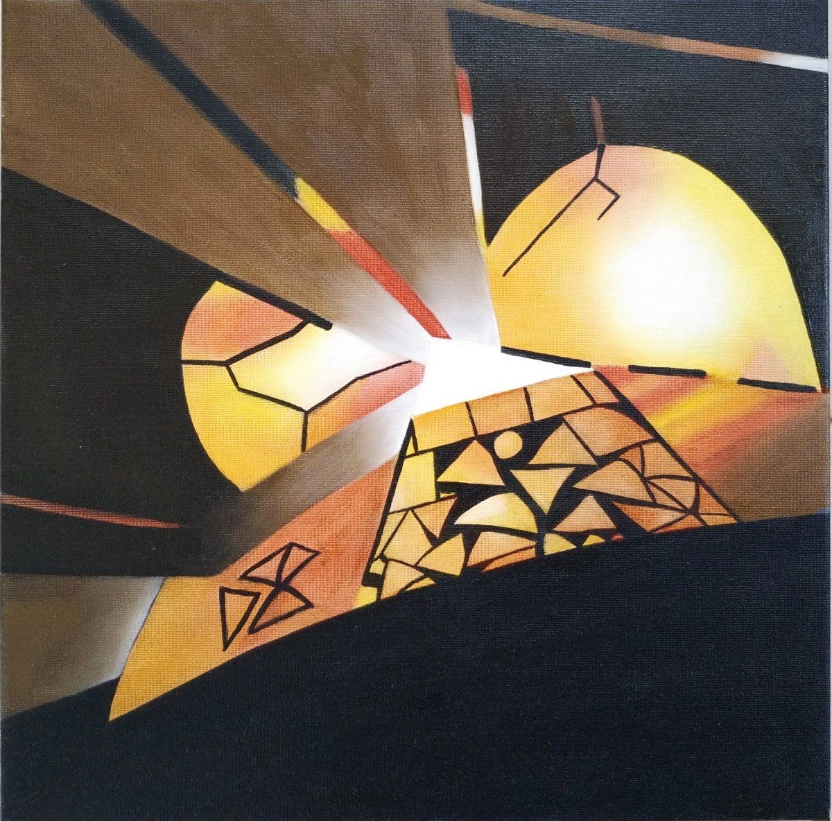 Abstract oil painting of a lamp