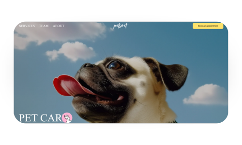 A pug dog with its tongue out is on a pet care website