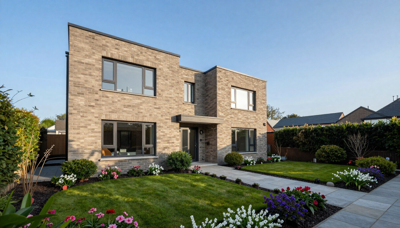 A high-quality photograph of a modern UK home, representing an optimised property listing.