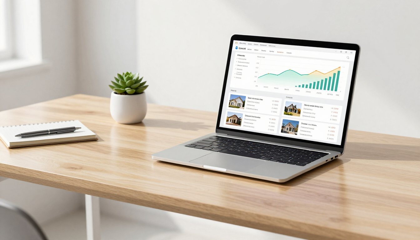 Real estate data on laptop