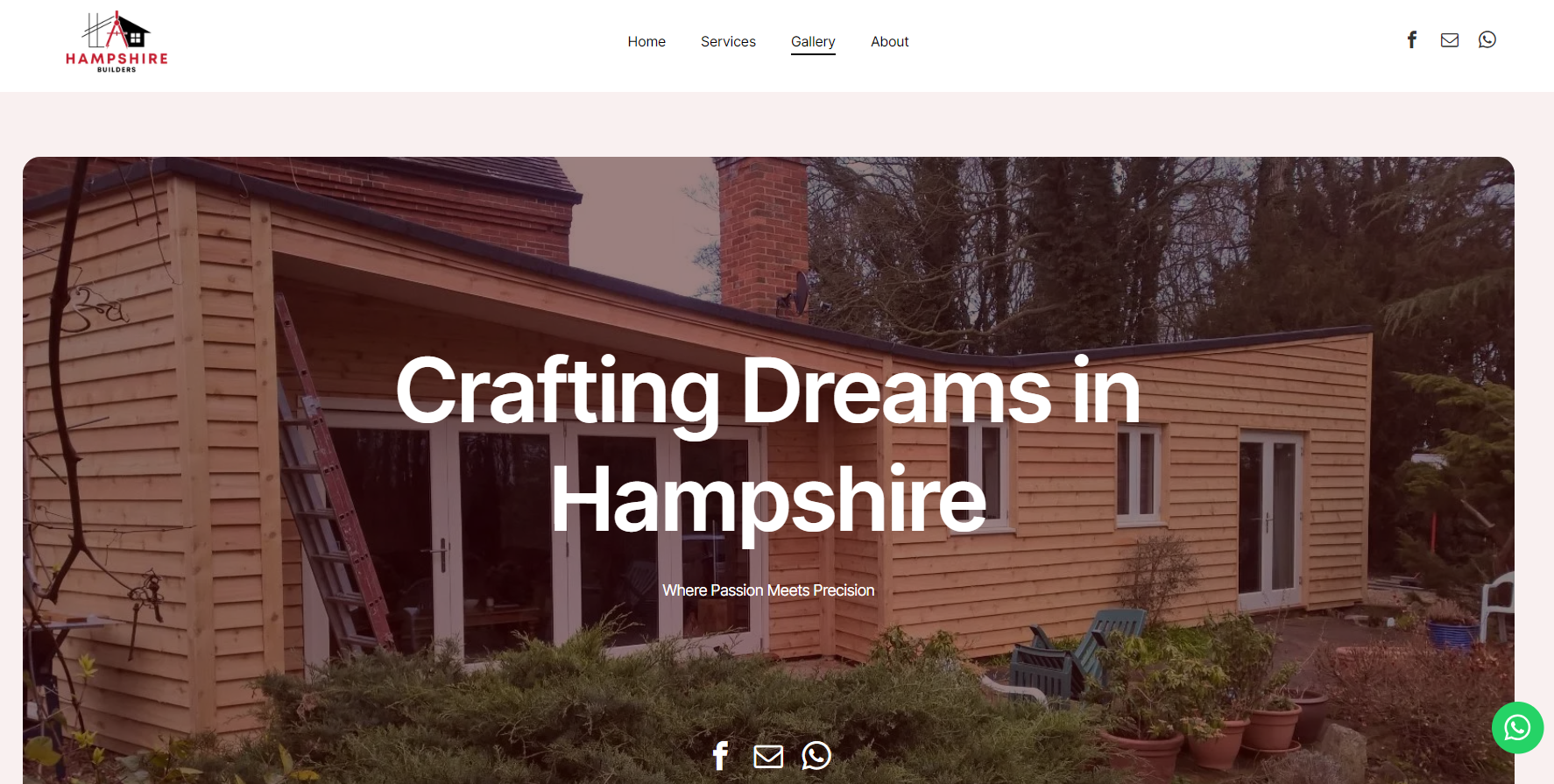 A screenshot of a website for a company called crafting dreams in hampshire.