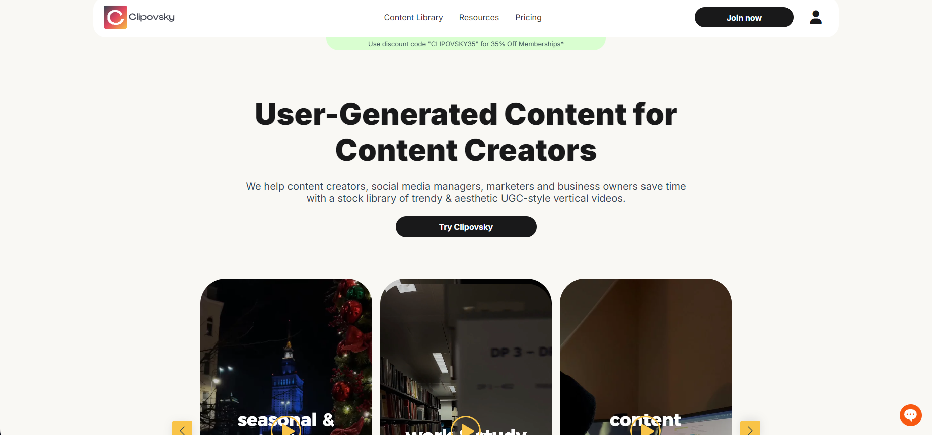A screenshot of a website that says user-generated content for content creators.
