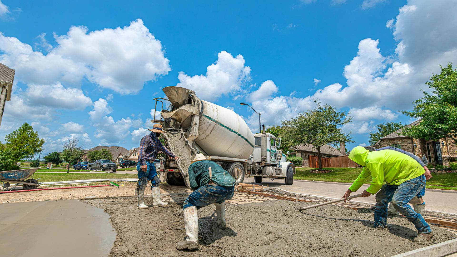 Pro Stamp Concrete team installing a decorative concrete patio in Frederick County Maryland