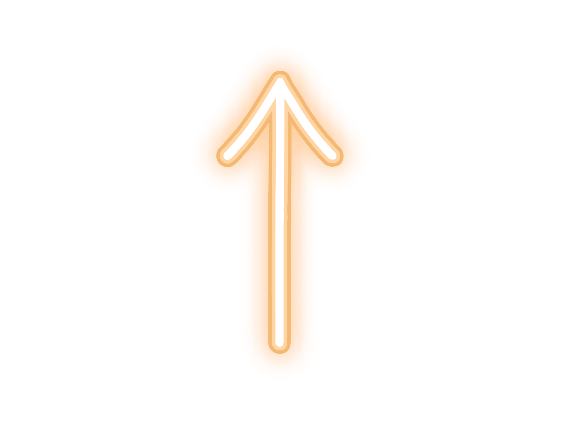 Orange neon arrow pointing upwards.