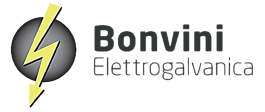 Logo di Bonvini Elettrogalvanica con icona a forma di fulmine nera e gialla