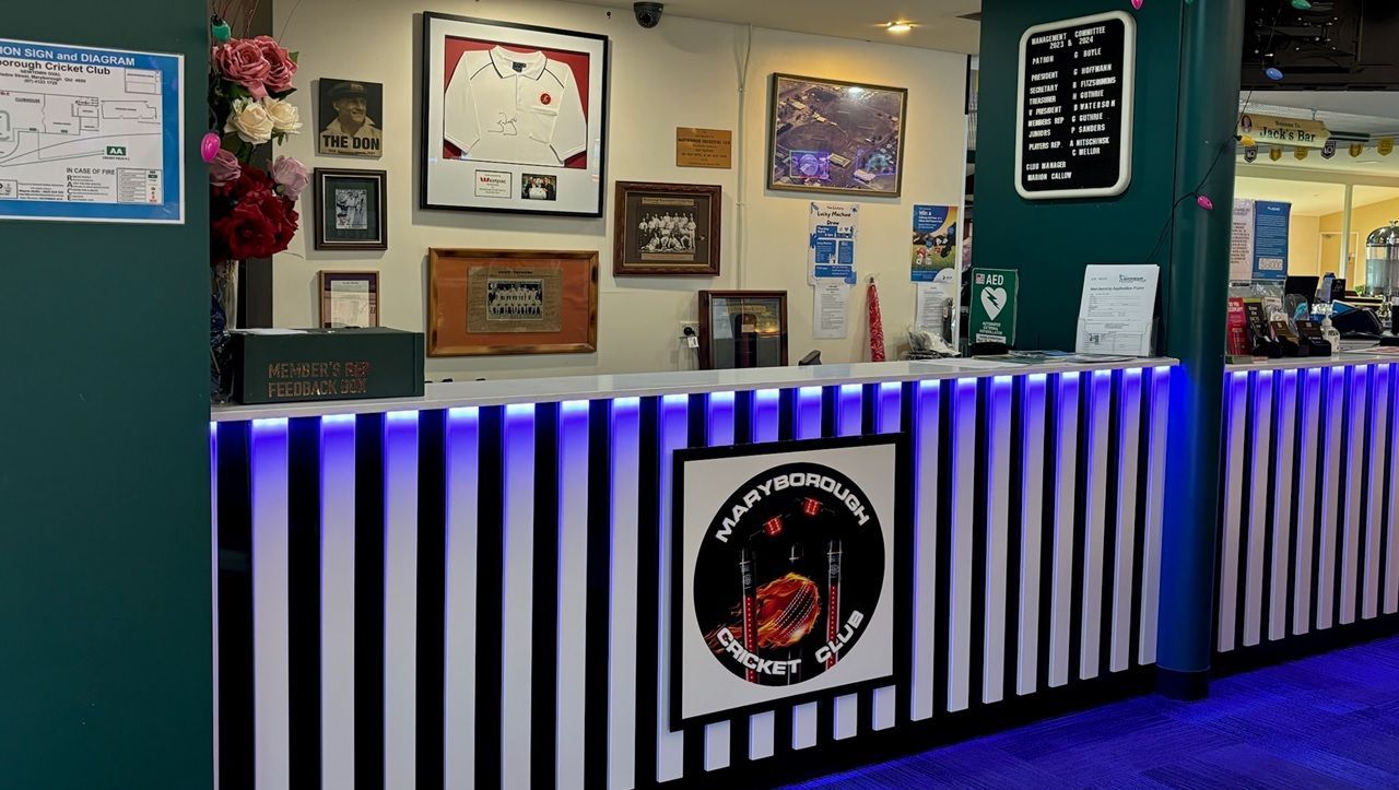 A Bar In A Restaurant With Black And White Stripes- Maryborough Cricket Club In Maryborough, QLD