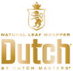 Gold logo for Dutch Masters cigars, featuring a lion emblem and text.