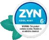 ZYN Cool Mint nicotine pouch container with mint leaves.