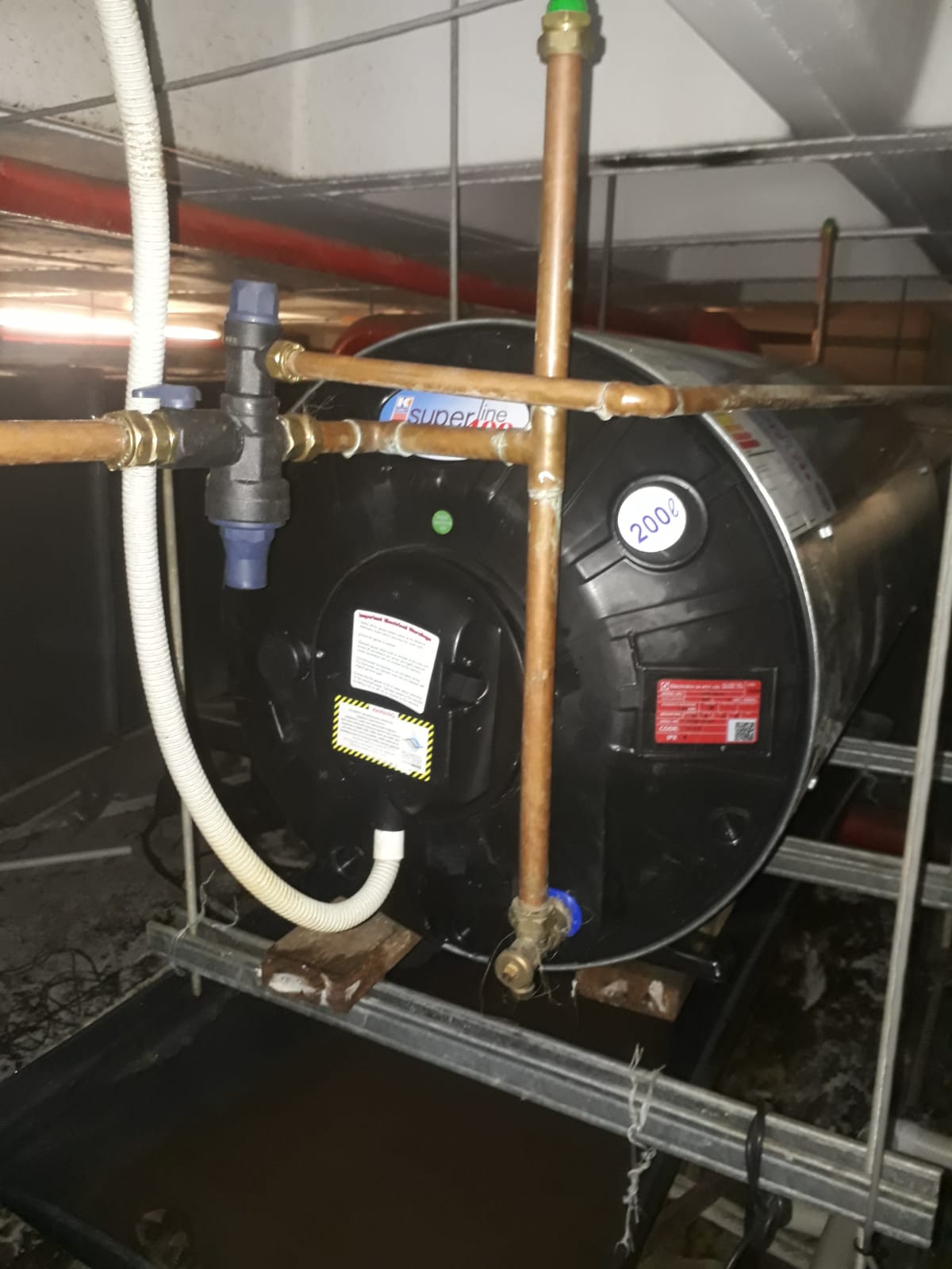 Electric geyser inside the ceiling of a home