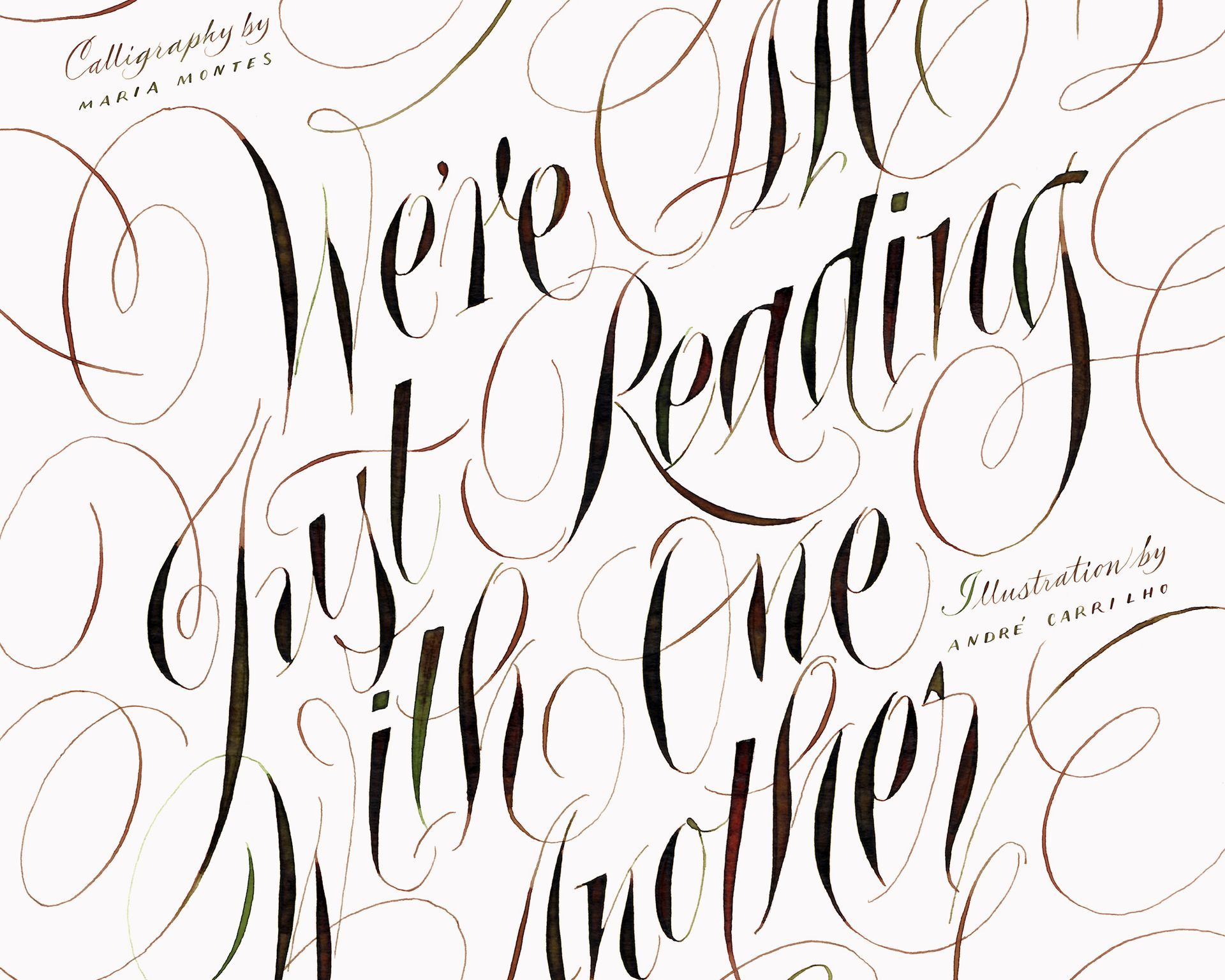 Elegant, flowing brown calligraphy on a white background reads,