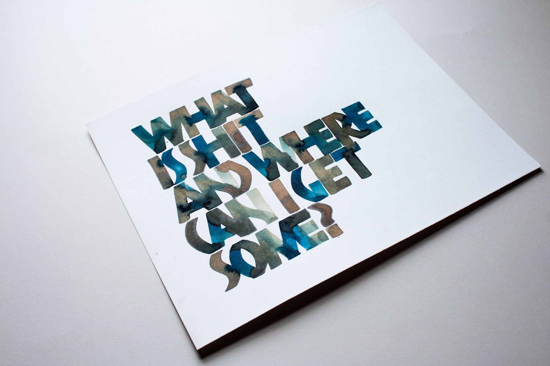 Text art on white paper reading, 