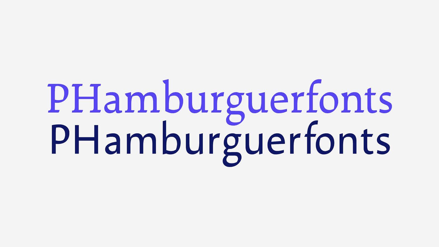 Two lines of “PHamburgerfonts” text, top line purple and bottom line dark blue.