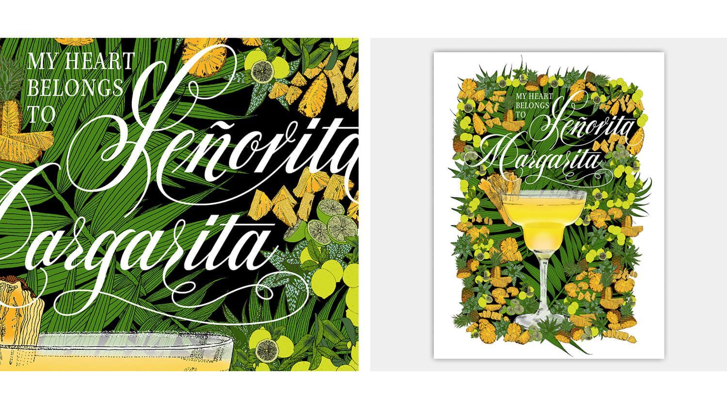 Tropical floral book cover featuring the title “My Heart Belongs to Señorita Margarita” in white script.