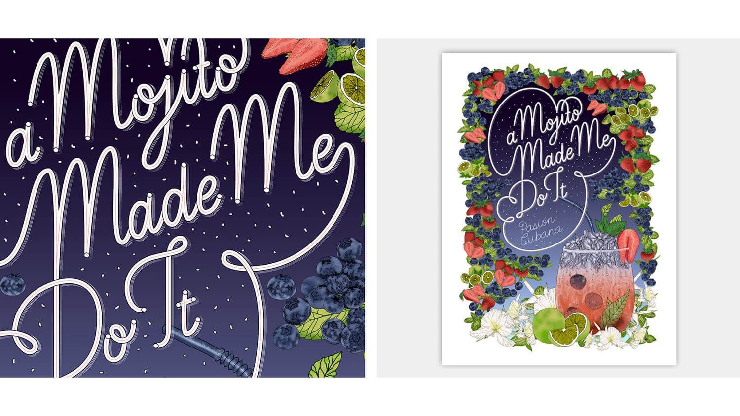 Two framed art prints with the quote “A lot of life made me do it,” one on dark purple and one floral.