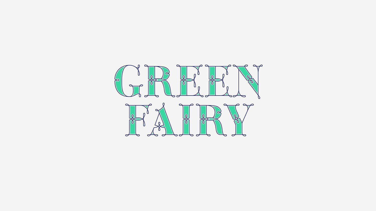 Decorative teal and purple text reading “GREEN FAIRY” on a white background