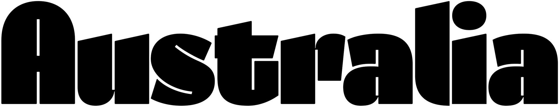 Black stylized word “Australia” on a white background