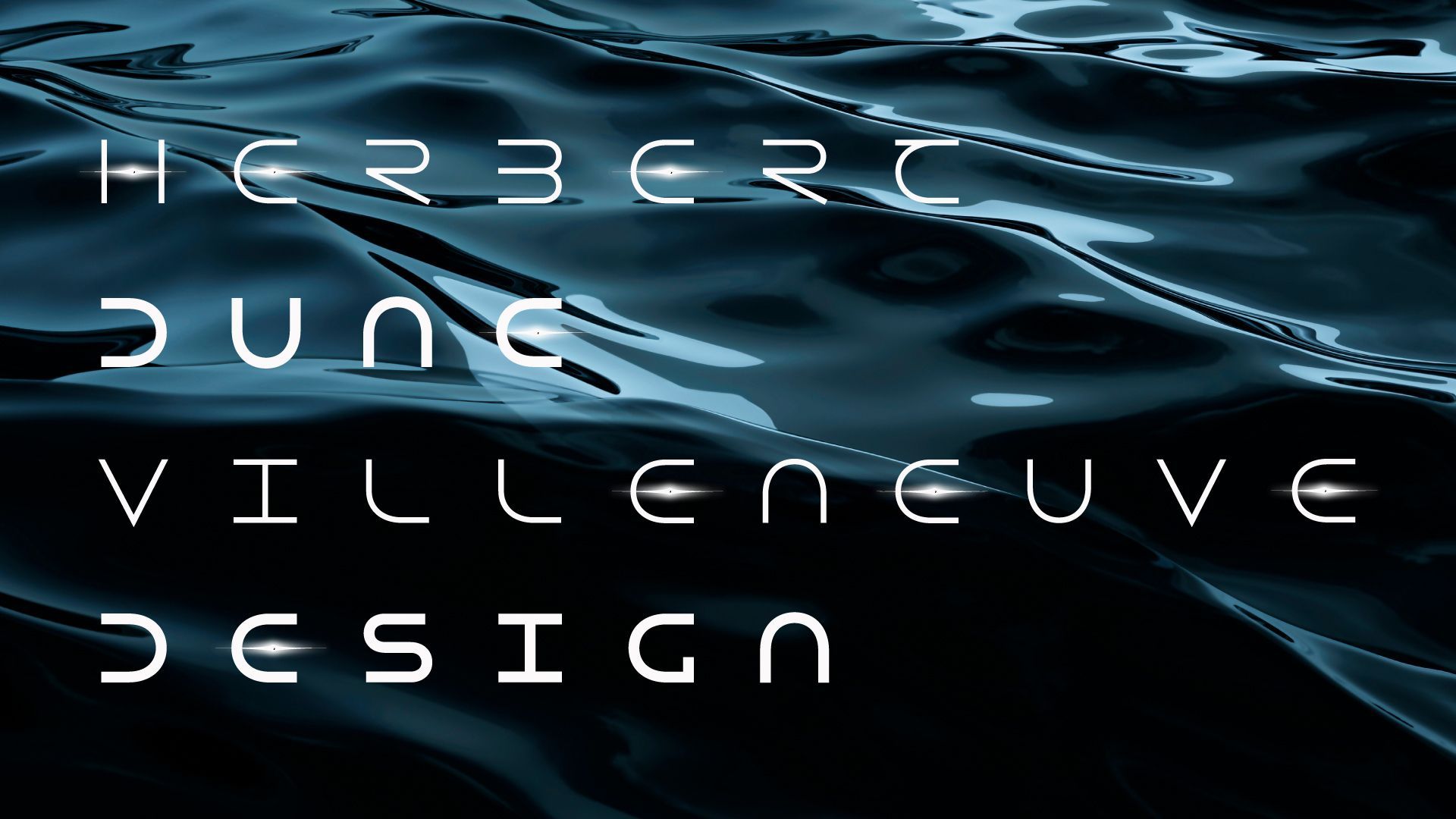 Abstract dark blue water background with white text reading “HERBERT VILLENEUVE DESIGN”