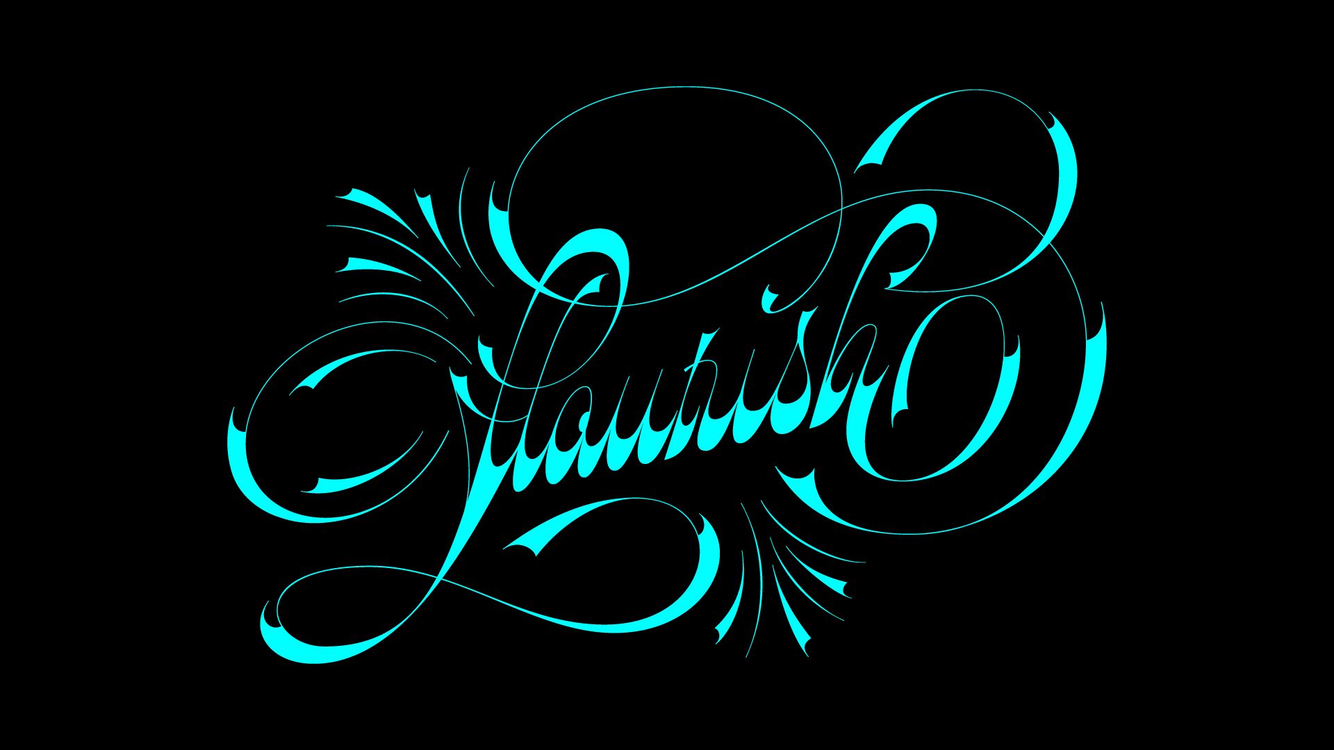 Cyan glowing cursive logo 