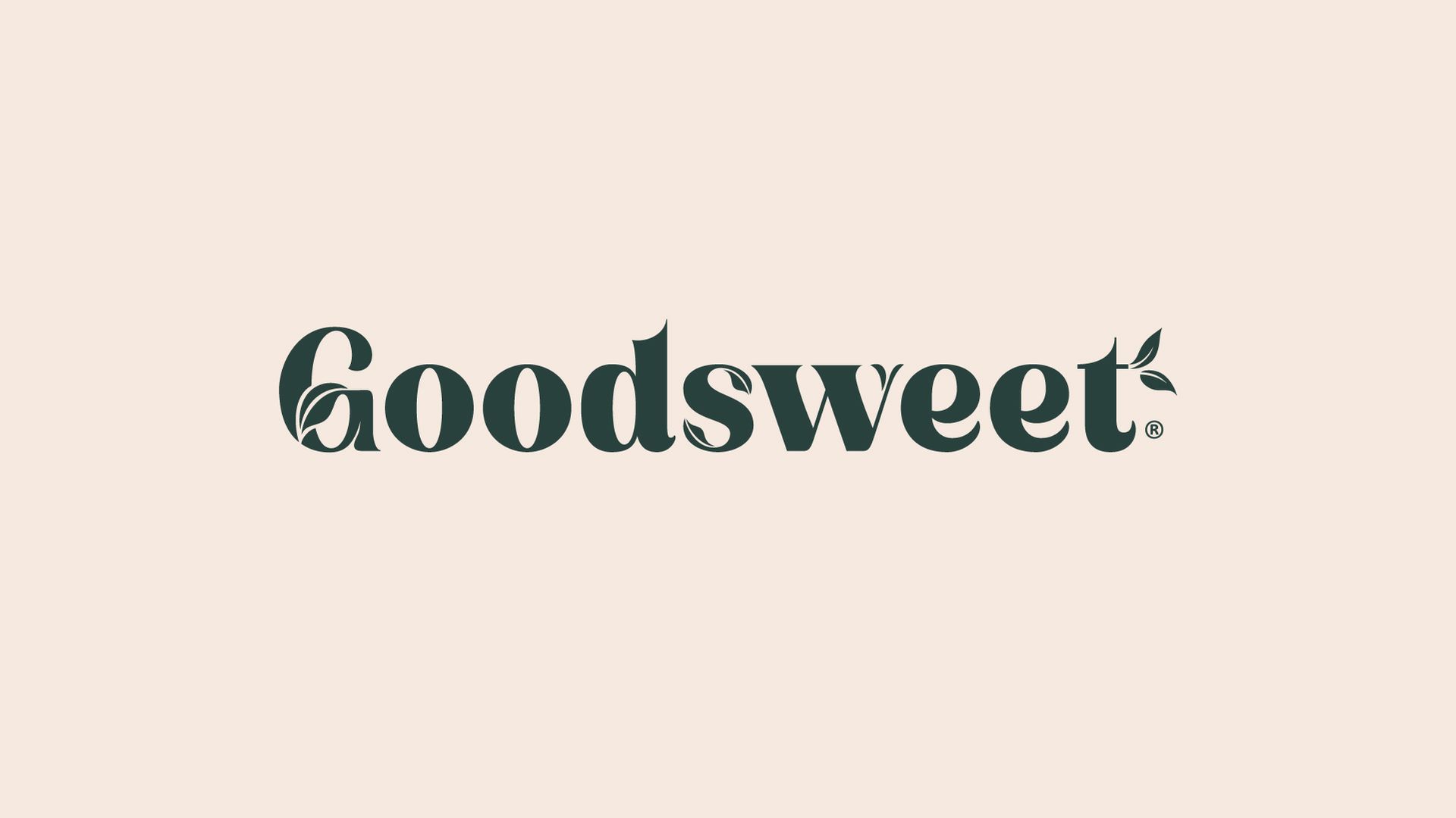 Goodsweet logo in dark green on a light beige background