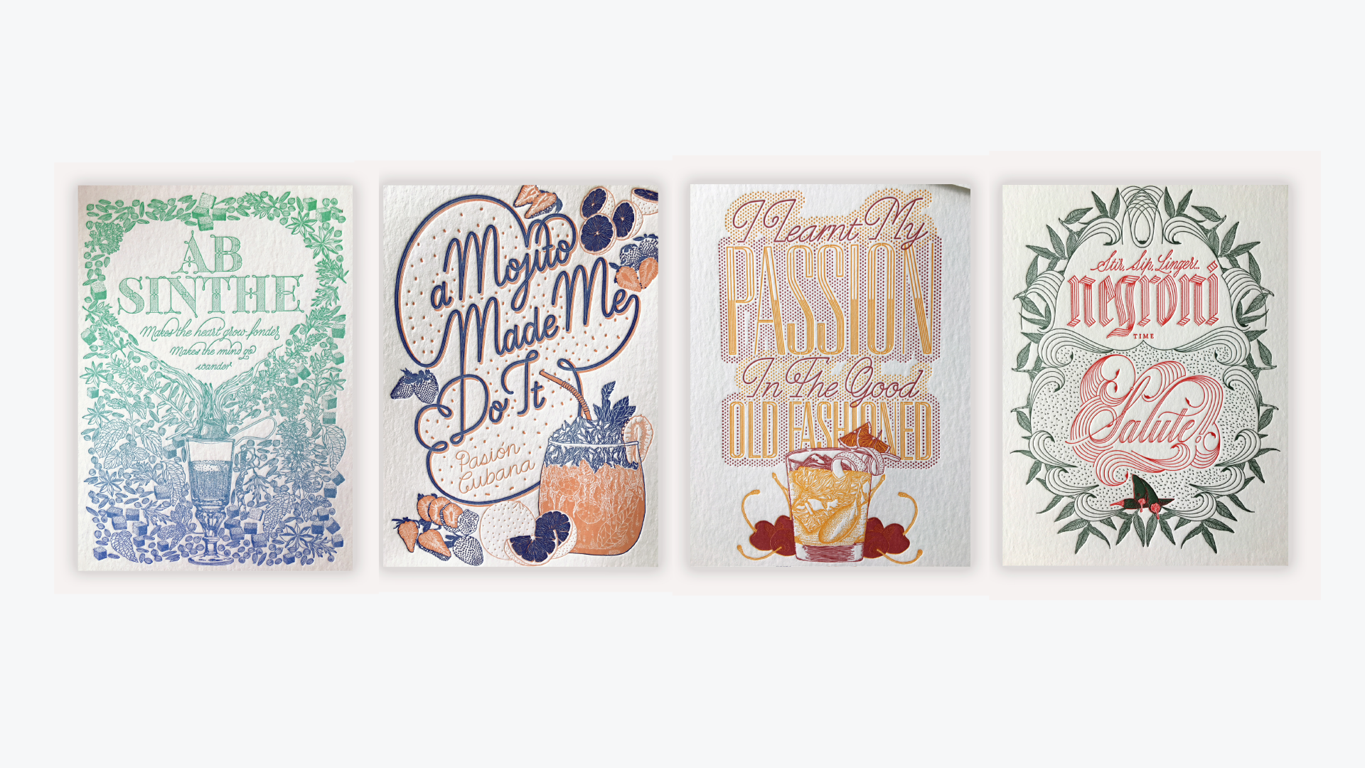 Four pastel floral motivational quote prints arranged in a row on a white background