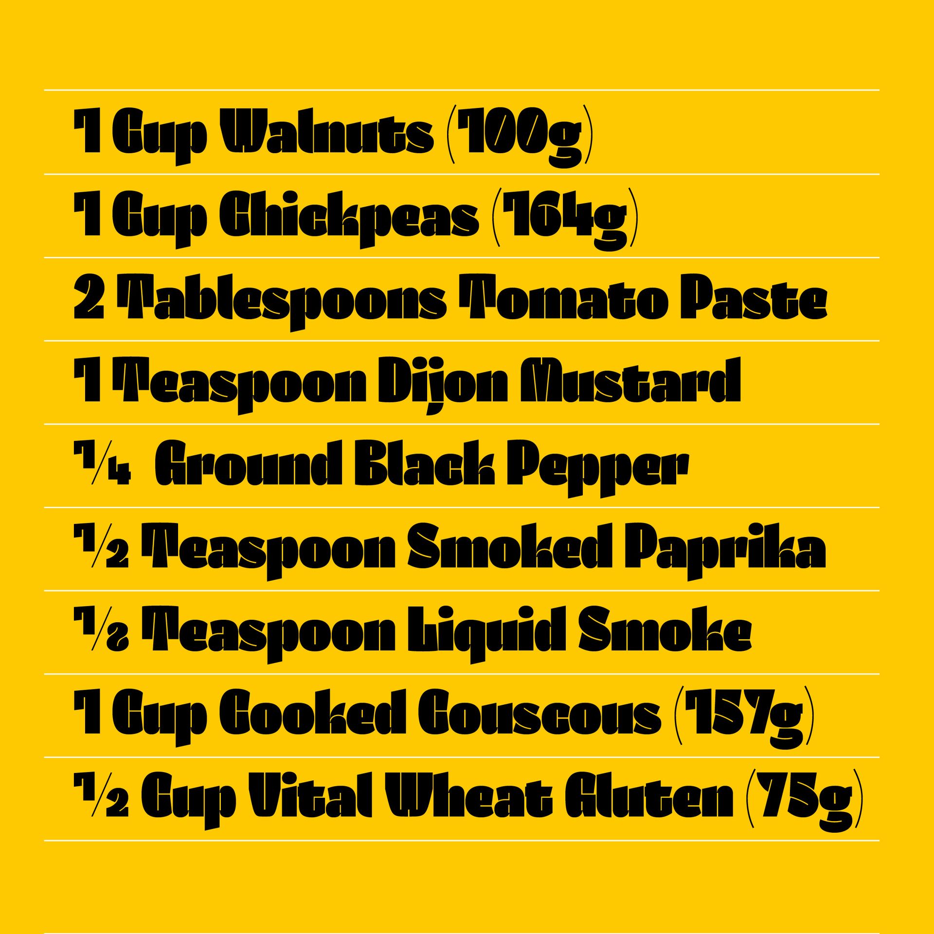 Yellow recipe card listing ingredients and measurements for a chicken biscuit mixture