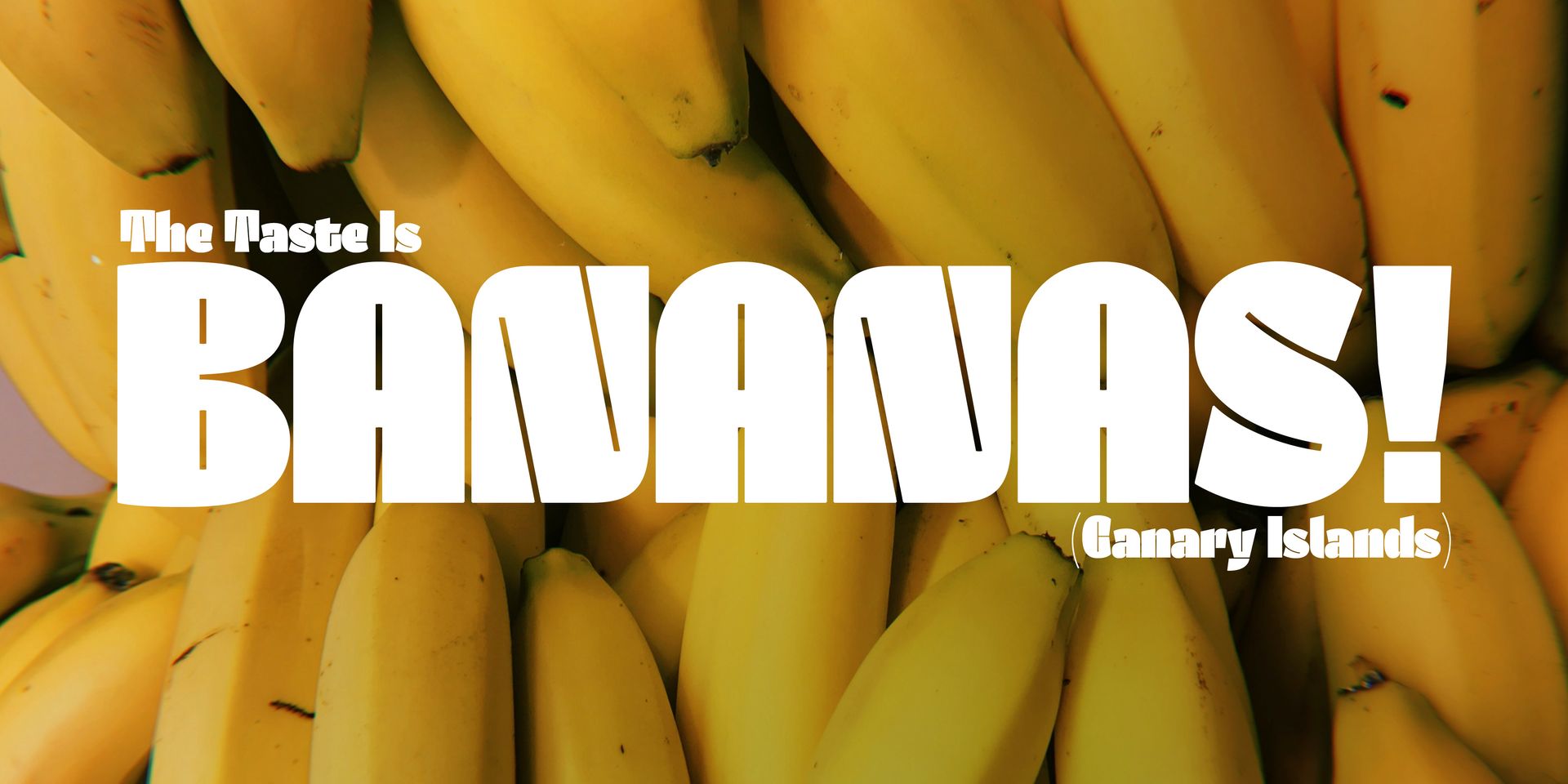 Bananas close-up with bold white text: “The future is BANANAS!” and “Canary Islands”