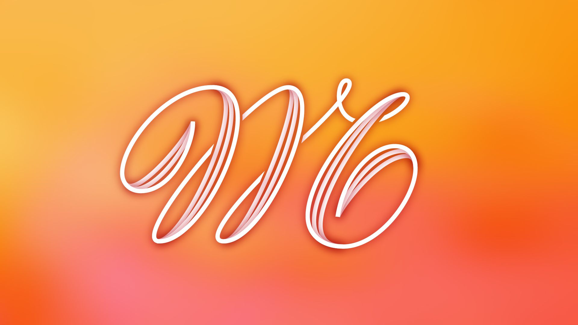 A stylized white cursive monogram of the letters