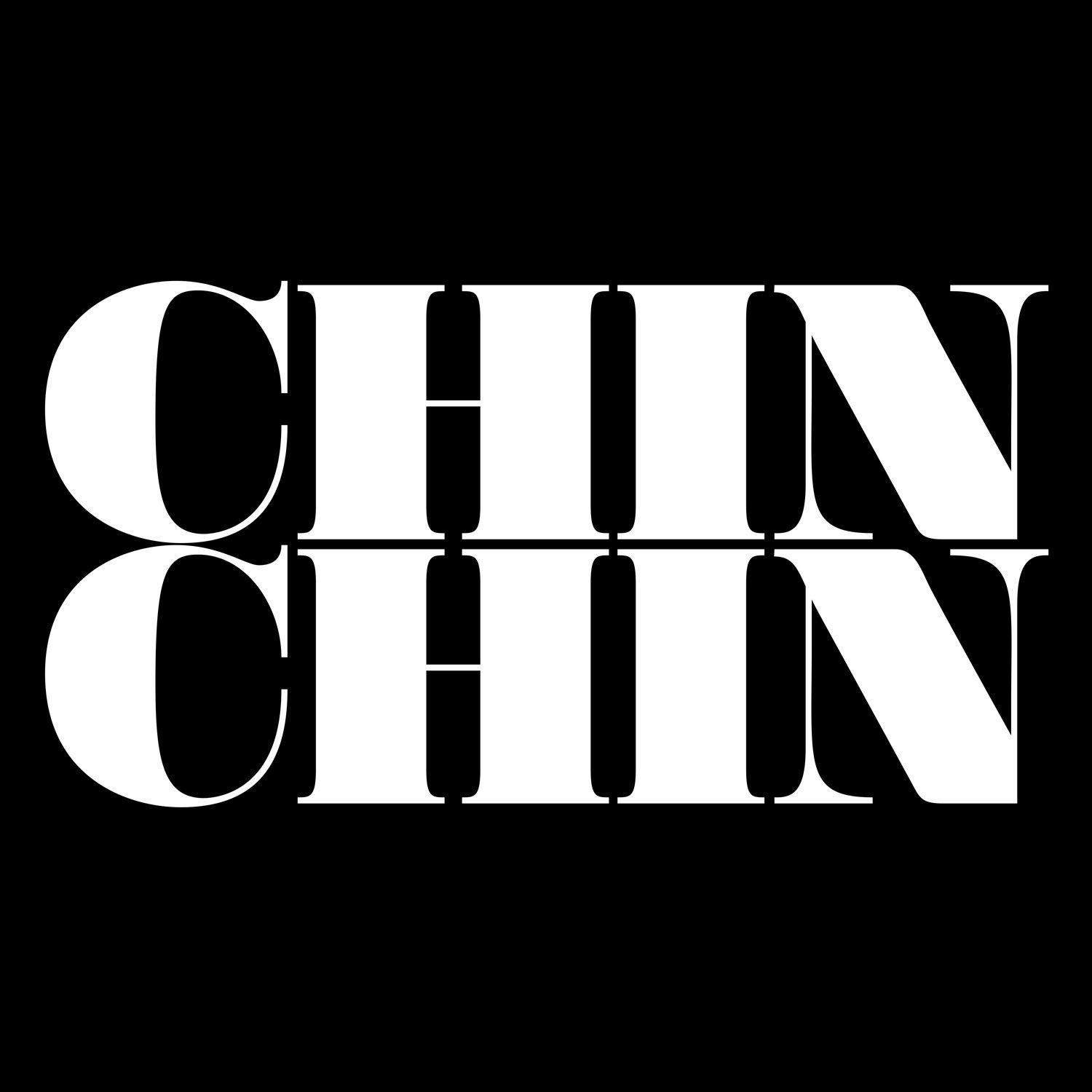 Black background with two stacked white “CHIN” words in bold serif typeface.